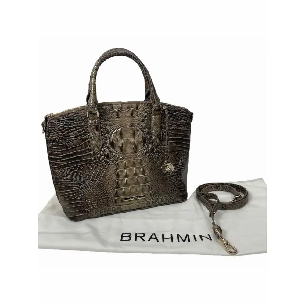Brahmin Medium Duxbury Satchel Bag Melborne Coffee Brown Croc